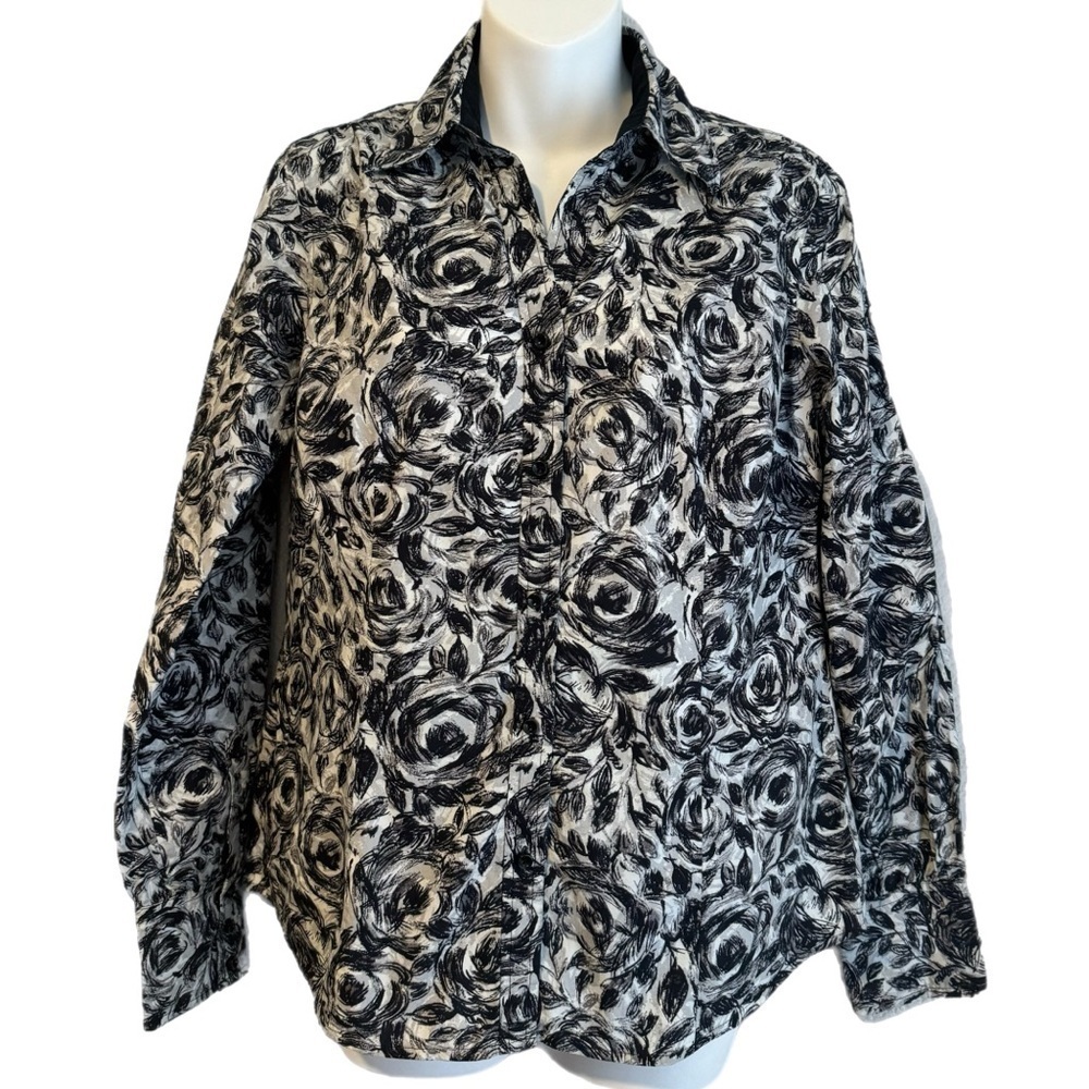 Talbots Floral Rose Button Up - Picture 2 of 9